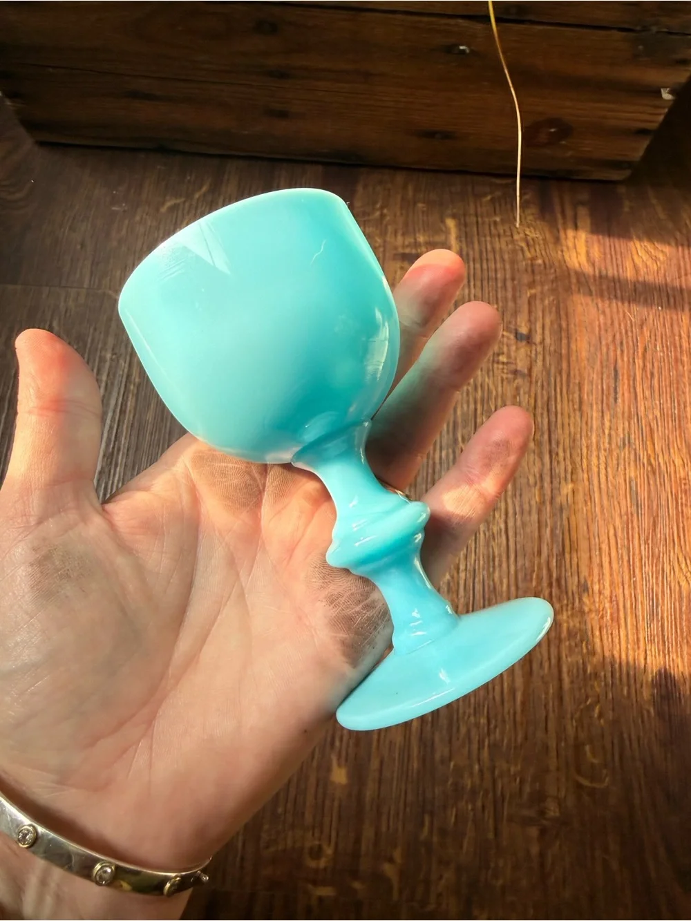 VINTAGE PORTIEUX VALLERYSTHAL BLUE OPALINE WINE GLASSES